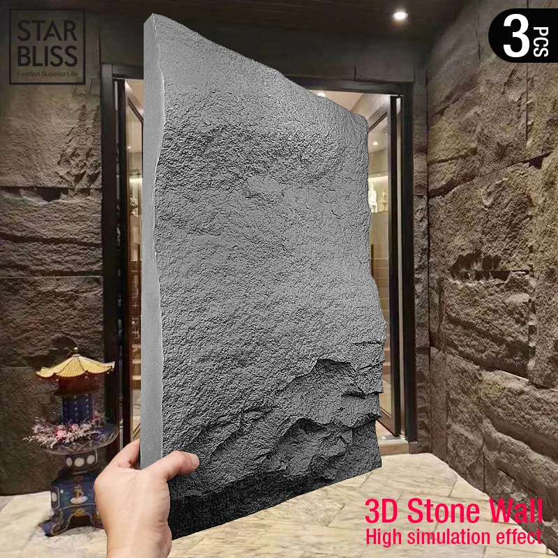 60x40cm box stone texture 3D wall panel rhombus cutting decor living room wallpaper mural stone brick 3D wall sticker waterproof