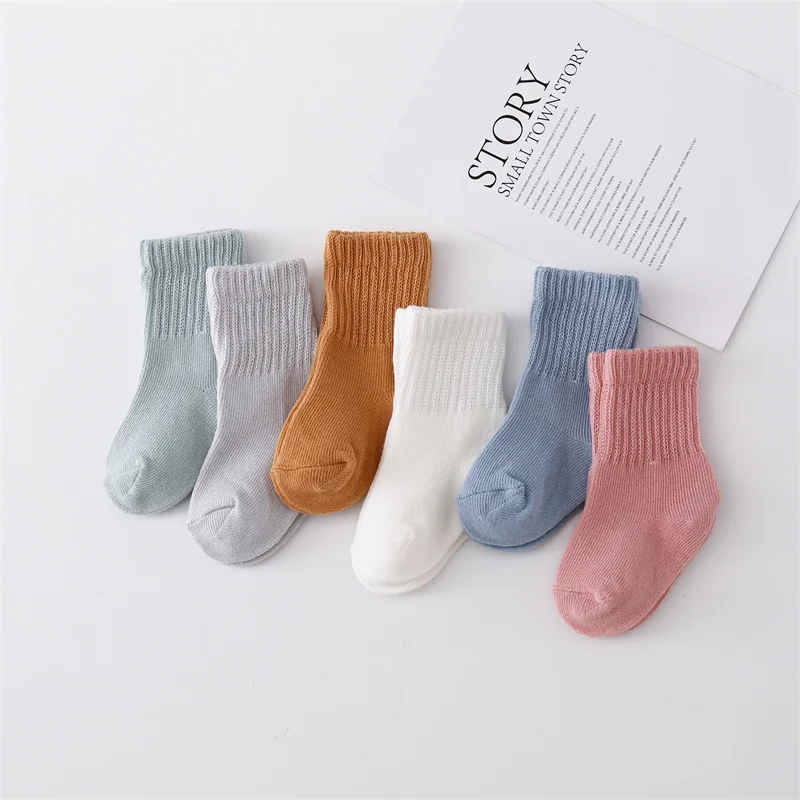 lawadka 6Pairs/set 0-12Month Newborn Baby Boy Girl Sock Cotton Solid Soft Infant Socks for Girls Boys Spring Autumn Korea Style