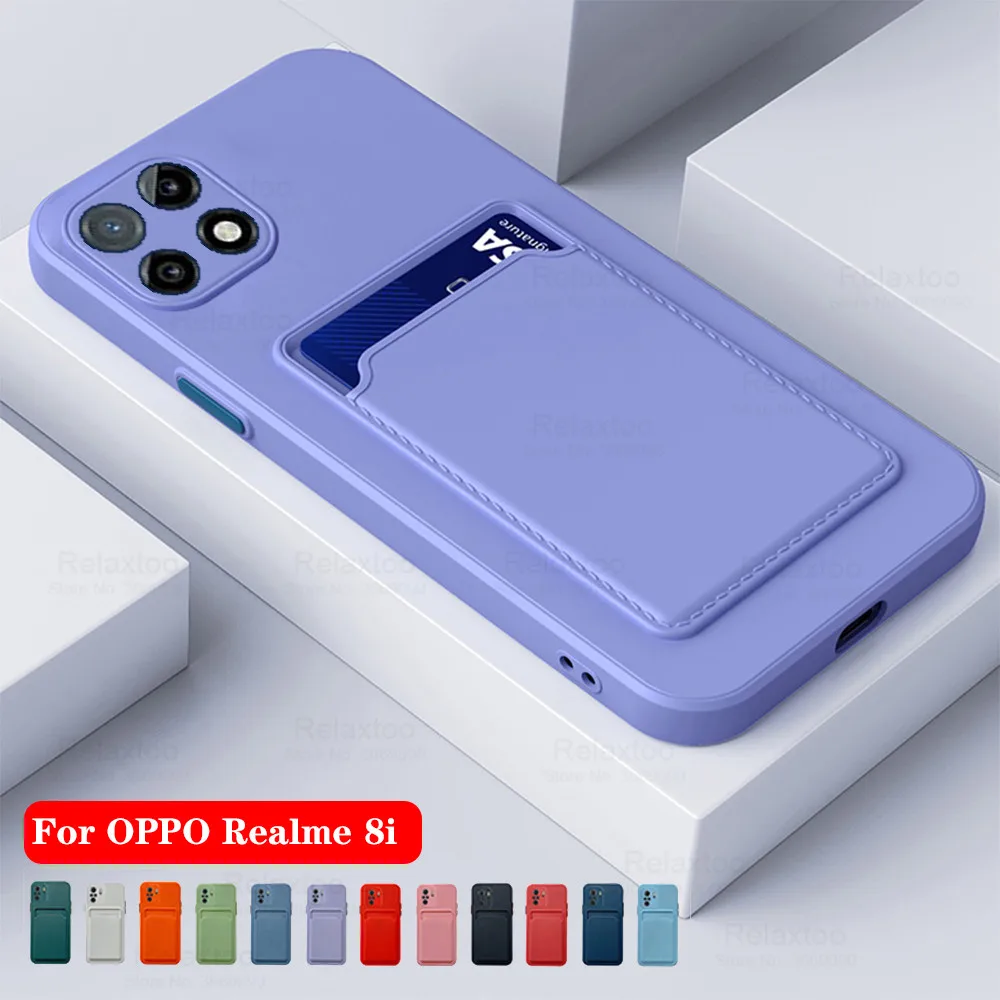 card slot wallet soft Straight bumper silicone back covers for oppo realme 8I 8 i I8 realme8i realmi real me 8i phone cases