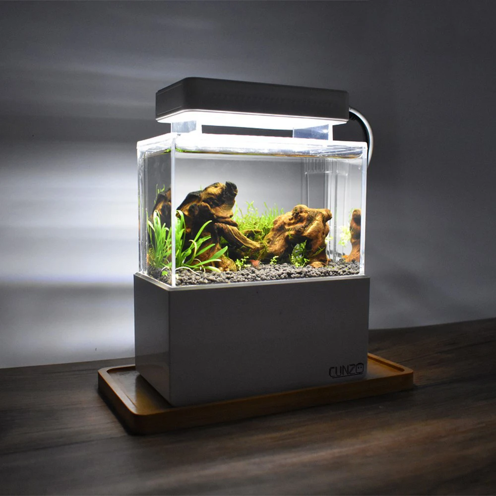 Mini Small Aquarium Fish Tank USB interface with LED Lamp Light Water Fliter Fish Tank Home Decorations Aquarium Supplies