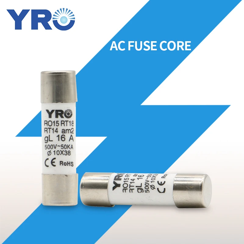 

AC 20Pcs 10x38MM Fast blow Ceramic Fuse 6A 10A 16A 20A 25A 32A Ceramic fuse core R015 RT18 RT14