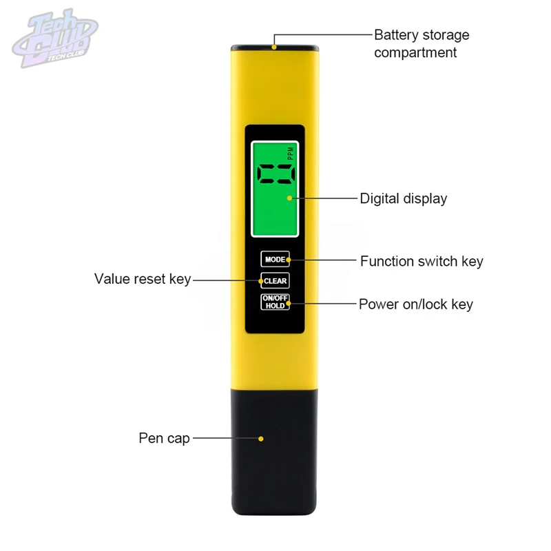 Detector de Calidad de Agua portátil multifuncional TDS, retroiluminación, bolígrafo de prueba de temperatura tres en uno PH y TDS EC