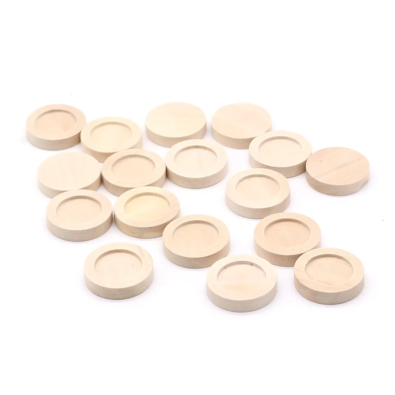 20pcs/lot  wood material Cabochon fit 12mm 25mm Base wood frame Pendants for silicone mold Jewelry Making DIY Handmade Craft
