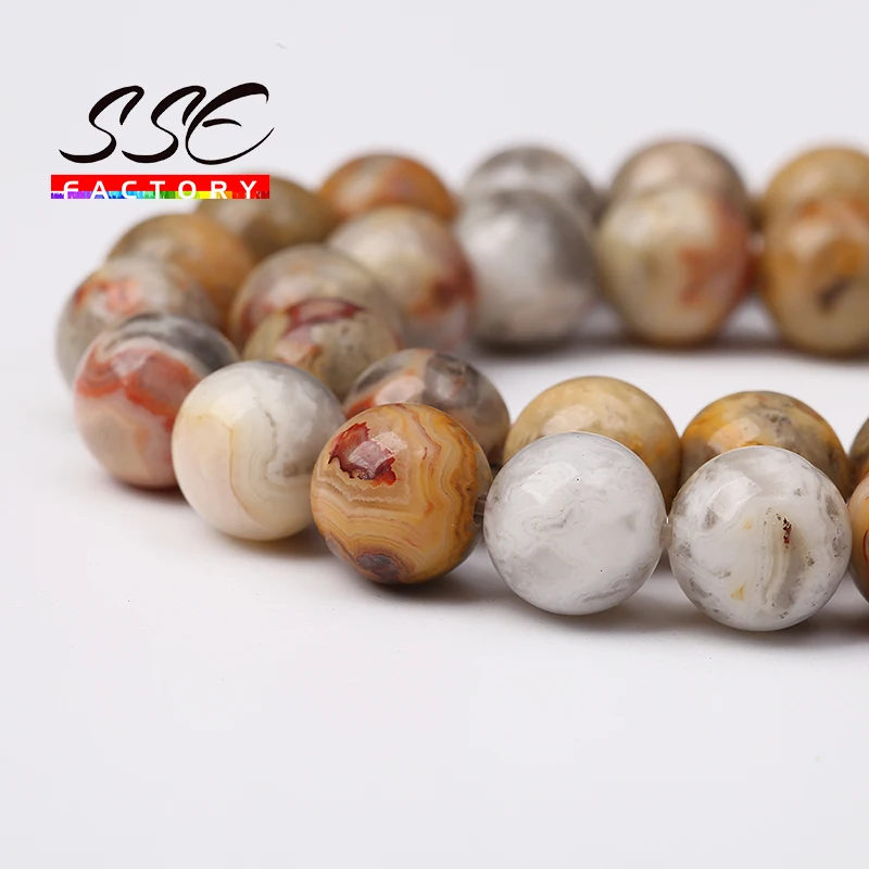 Natural Crazy Agates Beads Round Loose Spacer Stone Beads For Jewelry Making DIY Bracelet Accessories 15\'\' Strands 4 6 8 10 12mm