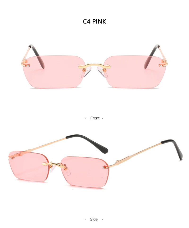 Mode Randlose Sonnenbrille Männer Frauen Klassische Leichte Sonnenbrille Für Männliche Luxus Rechteck Rahmenlose Brillen UV400 – Detail 12