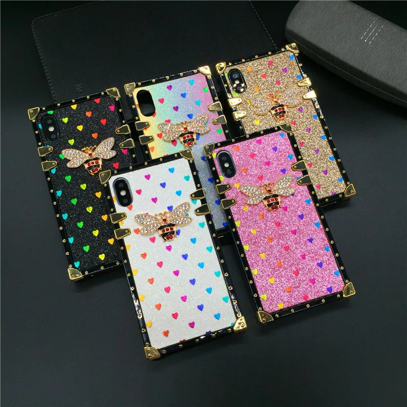 Luxury Glitter Diamond Bee Love Heart Cover Case for Samsung Galaxy S24 Ultra S22 Plus S21 FE S10 S20 Note 20 S23 Ultra