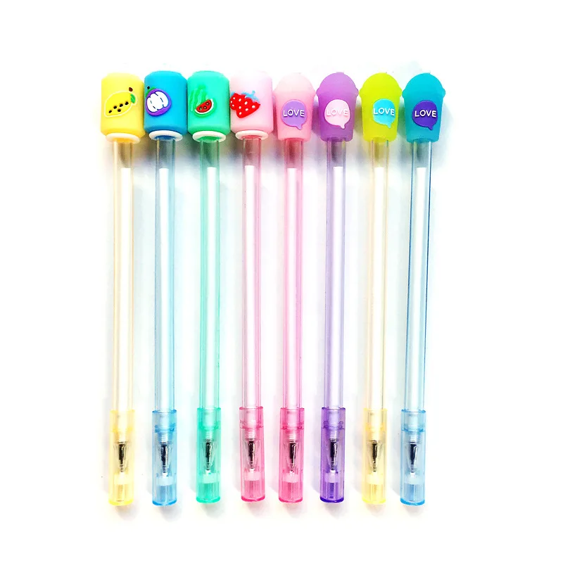 

40PCS Cartoon Girl Heart Water Pen Lovely Creative Signature Pen Fruit Pie Drink Bottle Love Cup Gel Pen Stationery