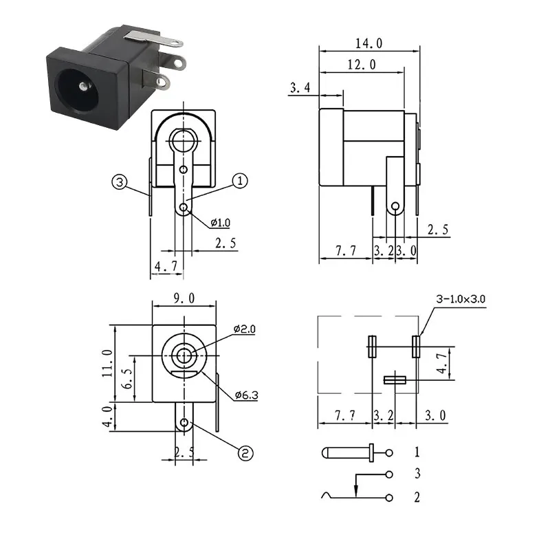 10 Stücke 5,5x2,1mm DC Power Männlich Weiblich Adapter DC-022 DC-025M DC-005 DC-022B 5,5*2,1mm DC Netzteil Stecker Jack Buchse Stecker – Detail 4