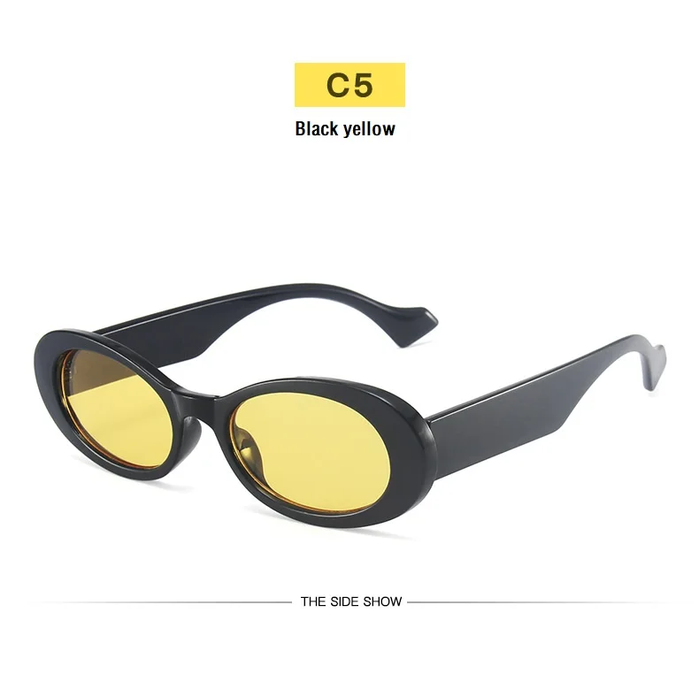 Mode Oval Sonnenbrille Vintage Marke Designer Platz Retro Sonnenbrille Weibliche Dame Brillen Gelee Farbe Shades UV400 – Detail 11