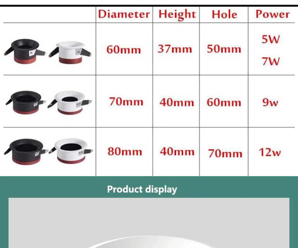 Super Thin Anti-glare Spotlight  5W 7W 12W 15W Sky Light Embedded LED Light 2021 New LED Simple simpl dimmer
