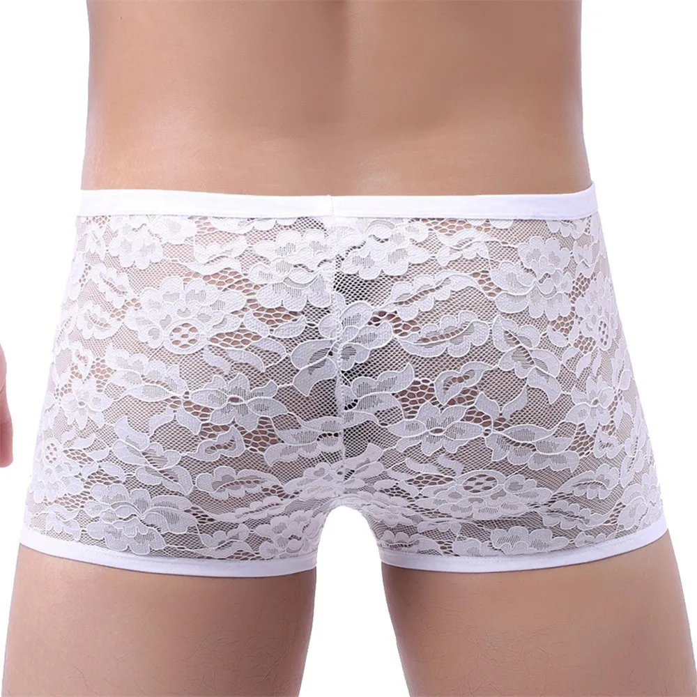 Lace Shorts Men Underwear Cueca Masculinas Breathable Soft Underpants Calzoncillo Men Shorts Male Panties A30