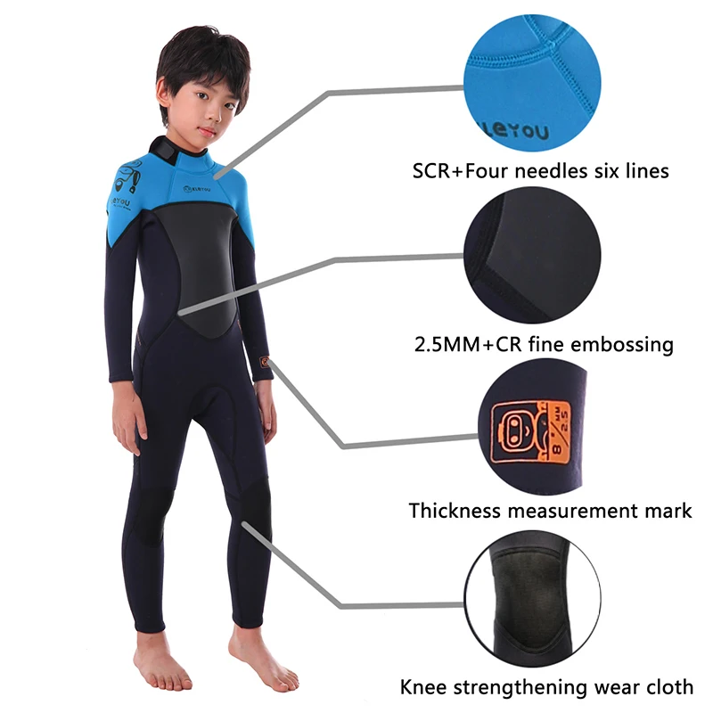 Girls Thick Swimsuit Boys Neoprene Surf Wetsuit 2.5mm Underwater Free Diving Suit Jellyfish Scuba Swimwear Children Bathing Set