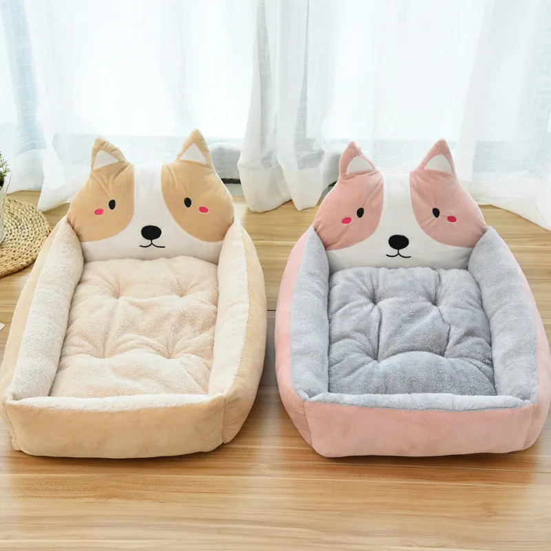 Cute Animal Shape Dog Beds for Large Medium Small Dogs Winter Warm Bed for Dogs Accessories House Kennel Plush Sofa Anti-stress