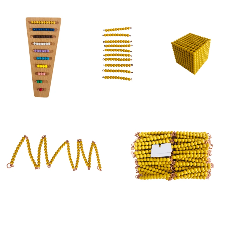 Matemática brinquedos montessori grânulos dourados equipamento educacional para crianças números 1-9/10/100/1000 recursos de aprendizagem precoce para homeschool