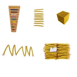 Math Toys Montessori Golden Beads Educational Equipment for Kids Numbers 1-9/10/100/1000 Early Learning Resources for Homeschool