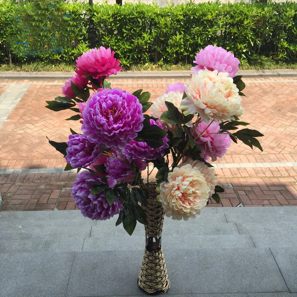 

one branch have 3 heads flowers 1.2M big size artificial flower bouquets Real Touch artificial peony flower bouquets