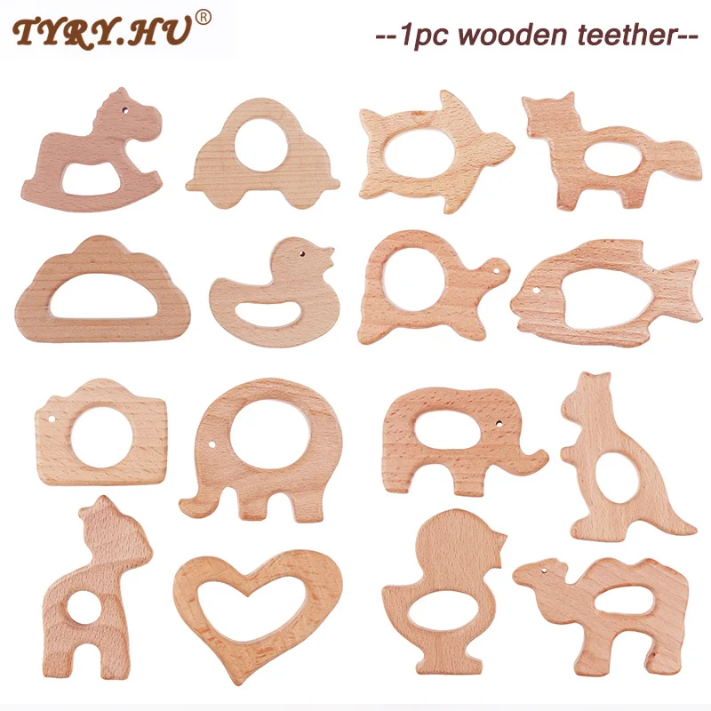 TYRY.HU 1Pcs Wooden Baby Teether Baby Teething Tools Organic Care Baby Toys Natural Wooden Teething Teether