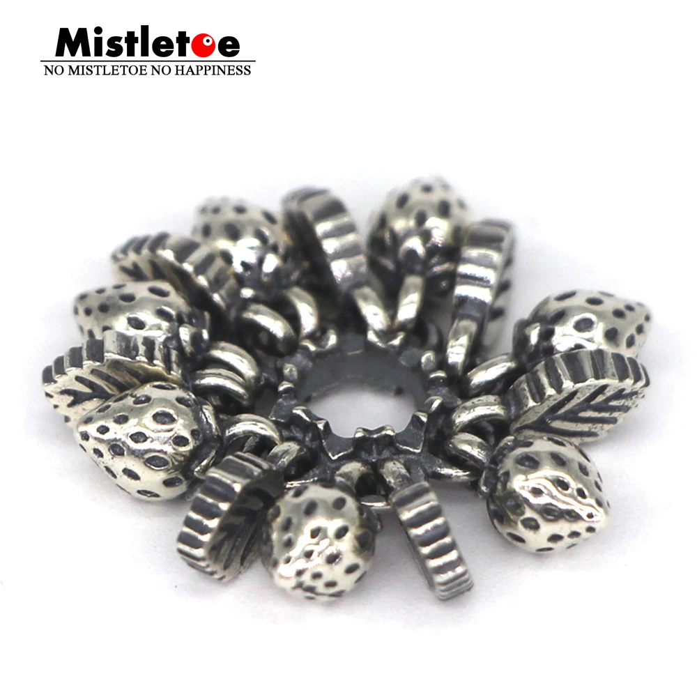 Mistletoe Jewelry 925 Sterling Silver Moving on Strawberries Spacer Charm Bead Fit European Bracelet