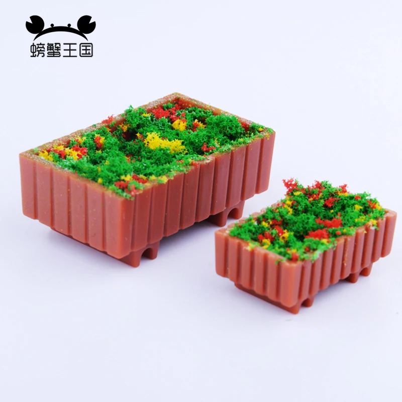 10pcs 1/50 1/75 1/100 1/150 Flowerbed Succulent Plant Pot Railway Parterre Urban Garden Landscape HO OO Model Train Accessories