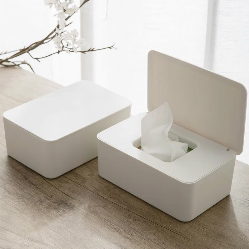 

QL Wet tissue box desktop seal Baby wipes paper storage box household plastic dust-proof with lid tissue box