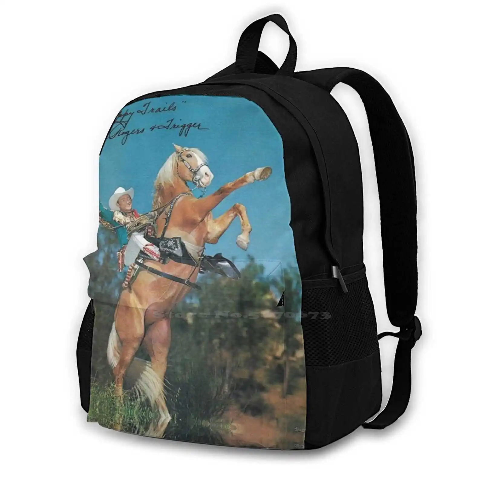 Roy R & Trigger Vintage Backpacks For School Teenagers Girls Travel Bags Roy Rogers Cowboy Retro Vintage Rodeo Country Western