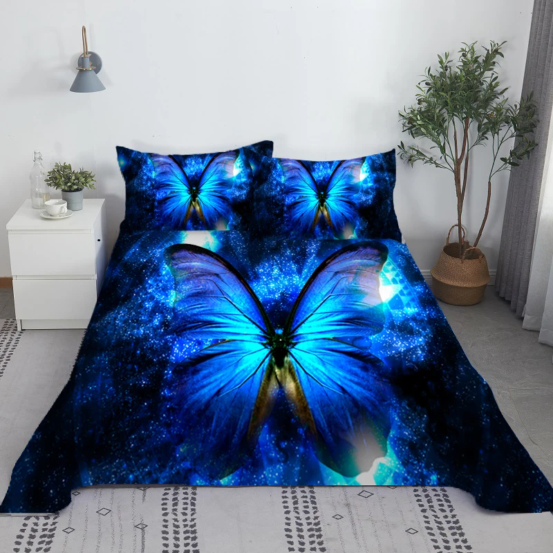 Colorful Butterfly Bedding Set Soft Bed Sheet 3D Bedding Digital Printing Bed Linen Queen Size Bedding Set Fashion Design