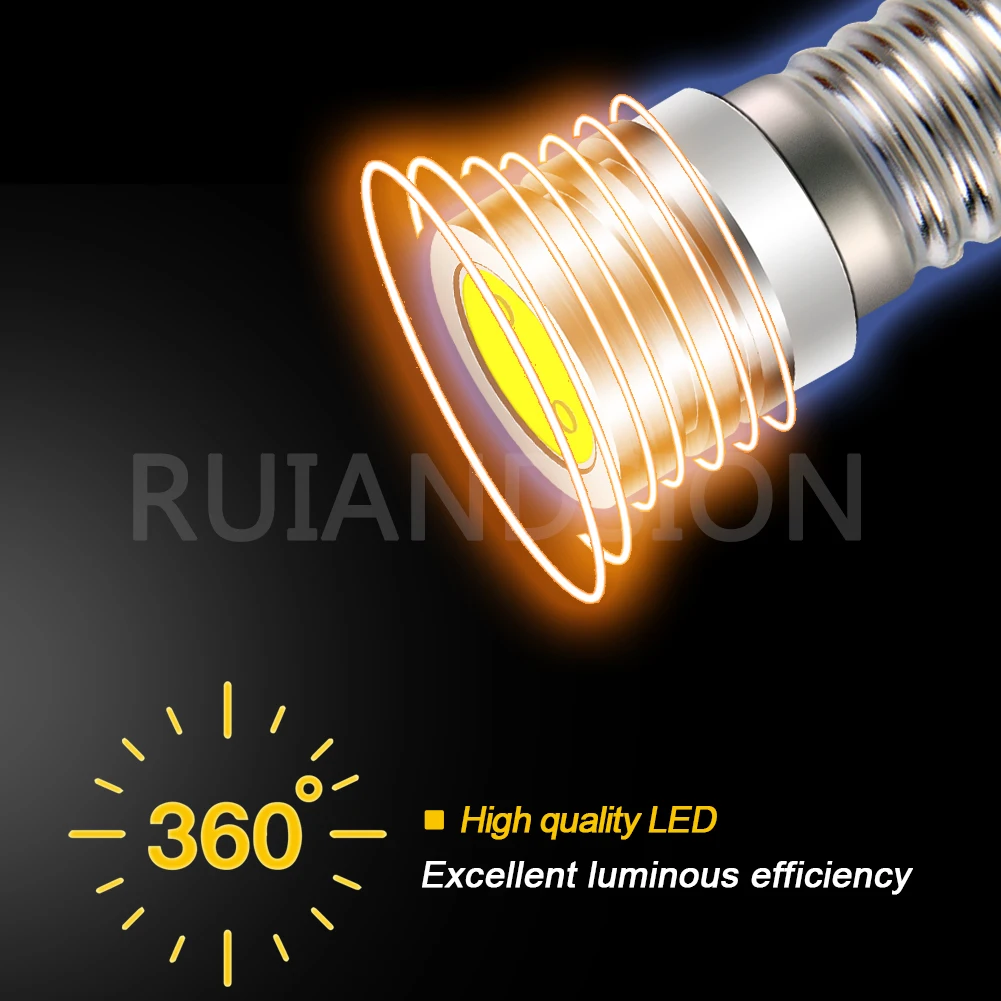 2PCS COB 2W E10 led bulb E10 DC 3V 6V 12V Instrument bulb E10 Indicator bulb Old fashioned flashlight bulb