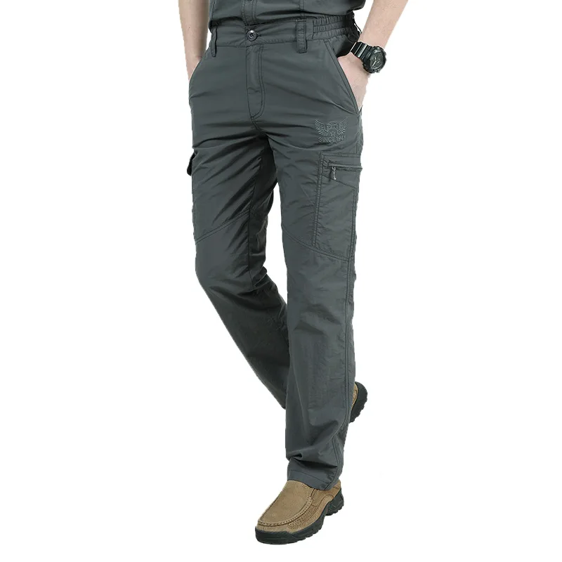 Pantalones Cargo impermeables para hombre, pantalones largos transpirables, con bolsillos del ejército, informales, de talla grande 4XL, para verano