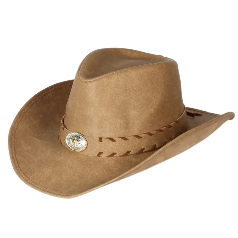 

high quality Classic vintage Unisex Outdoor Wide Brim Western Cowboy Hat with Guns and windproof rope