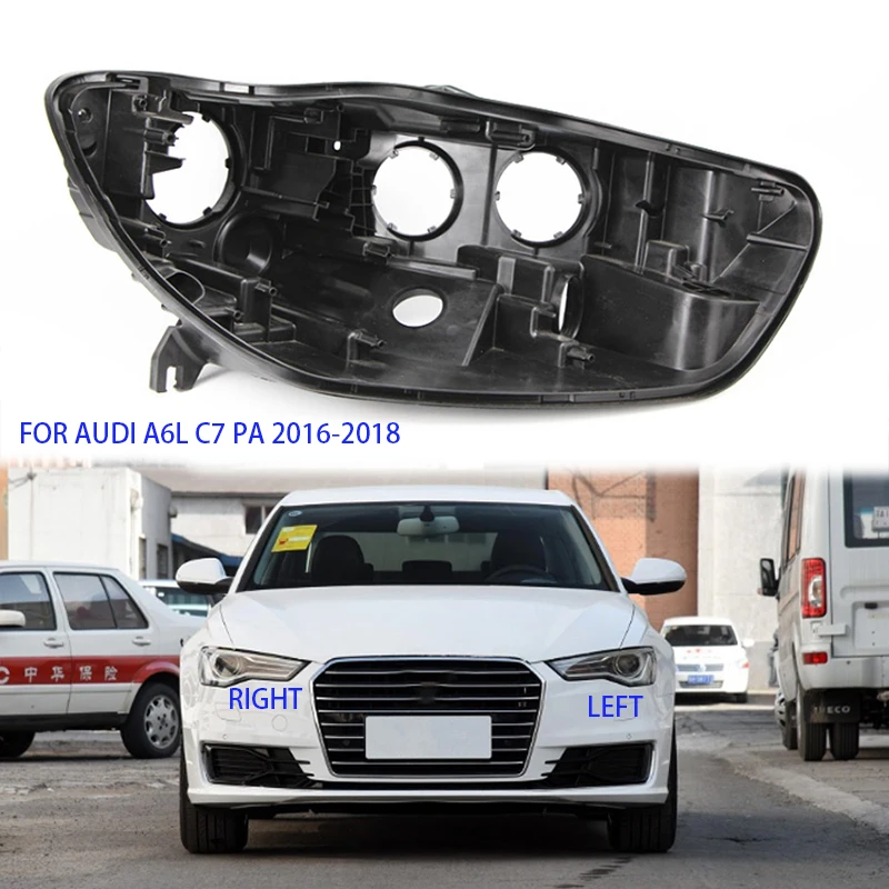 for audi  A6L C7 PA 2016-2018 shell Headlight black casing lens cover lampshade Headlight black base Black plastic house black