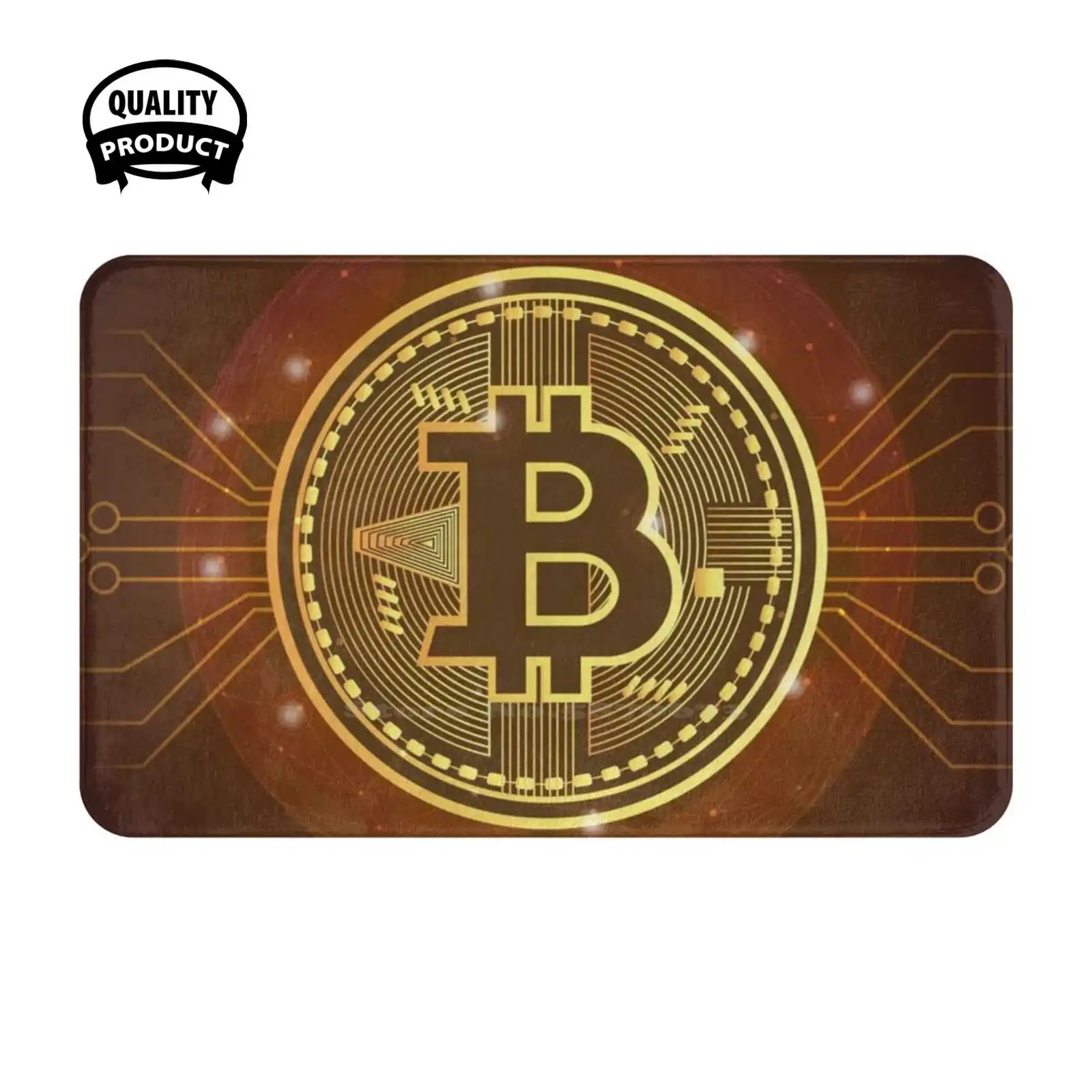 Golden Bitcoin Soft Cushion Home Carpet Door Mat Car Rug Neo Hacker The Matrix Computer Cyberspace Geek Japan Keanu Reeves