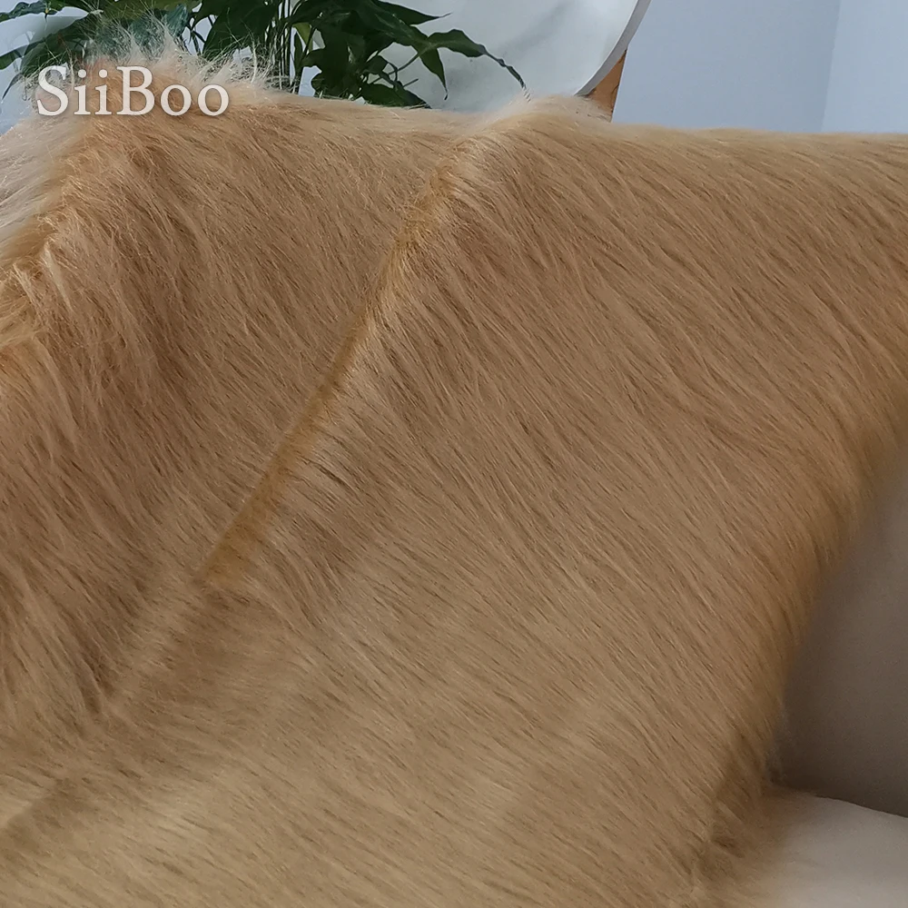 High grade camel 9cm plush faux fur fabric for winter coat vest Fur collar 150*50cm 1pc long hair fur fabric free ship SP3087