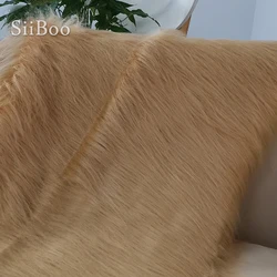 High grade camel 9cm plush faux fur fabric for winter coat vest Fur collar 150*50cm 1pc long hair fur fabric free ship SP3087