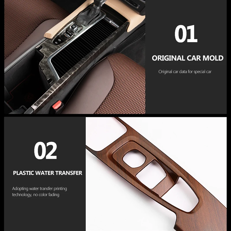 Car styling for volvo S90 Peach Wood Grain Decoration Electronic Handbrake Gear Rear Air Conditioning Decoration Car Accessories