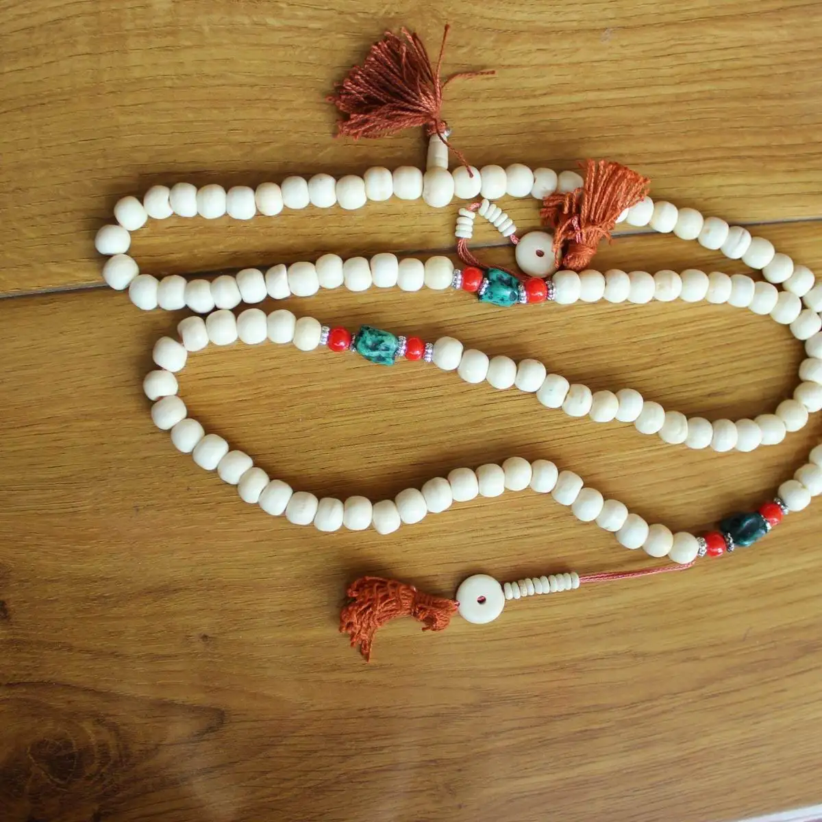 ML209 Tibetan 108 Mala Natural White Yak Bone Beads Rosary 10mm*8mm Beads Prayer Necklace