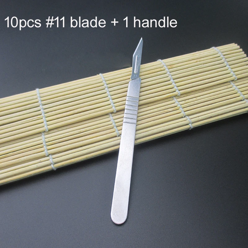 10Pcs 23# or 11# Carbon Steel Scalpel Surgical Blades For PCB Circuit Board and 1Pcs Stainless Steel Handle