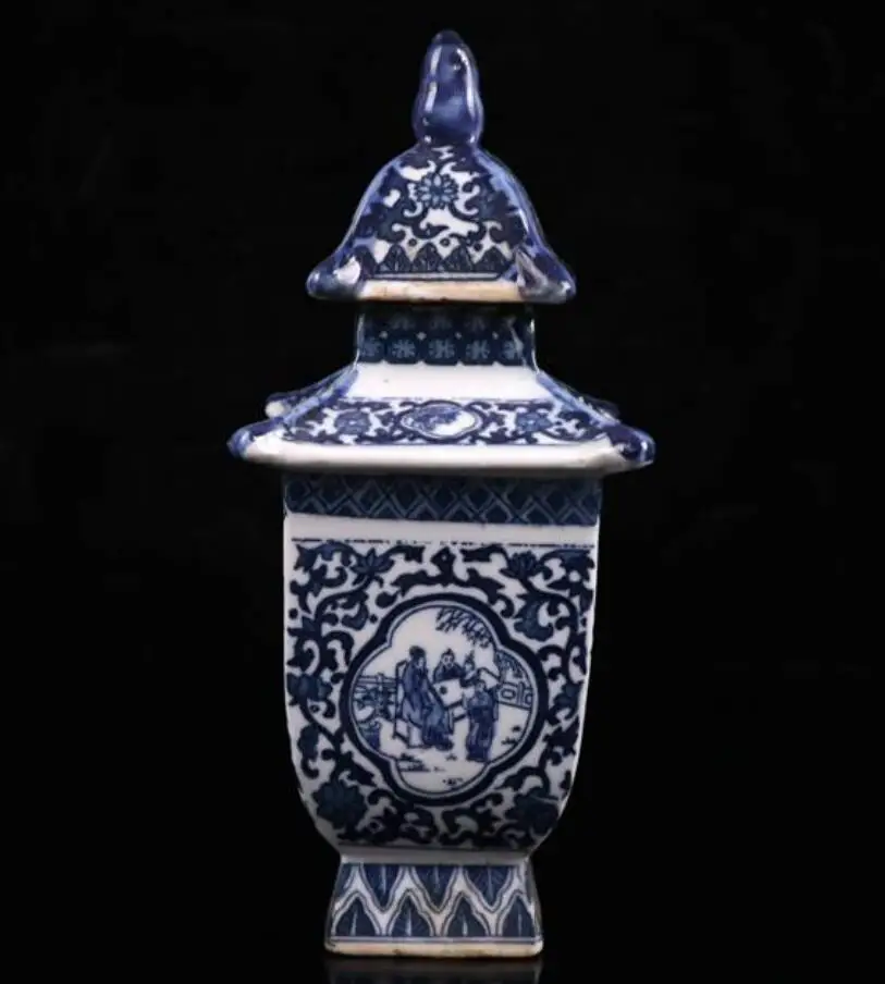 China seiko Blue and white ceramic square tank crafts statue