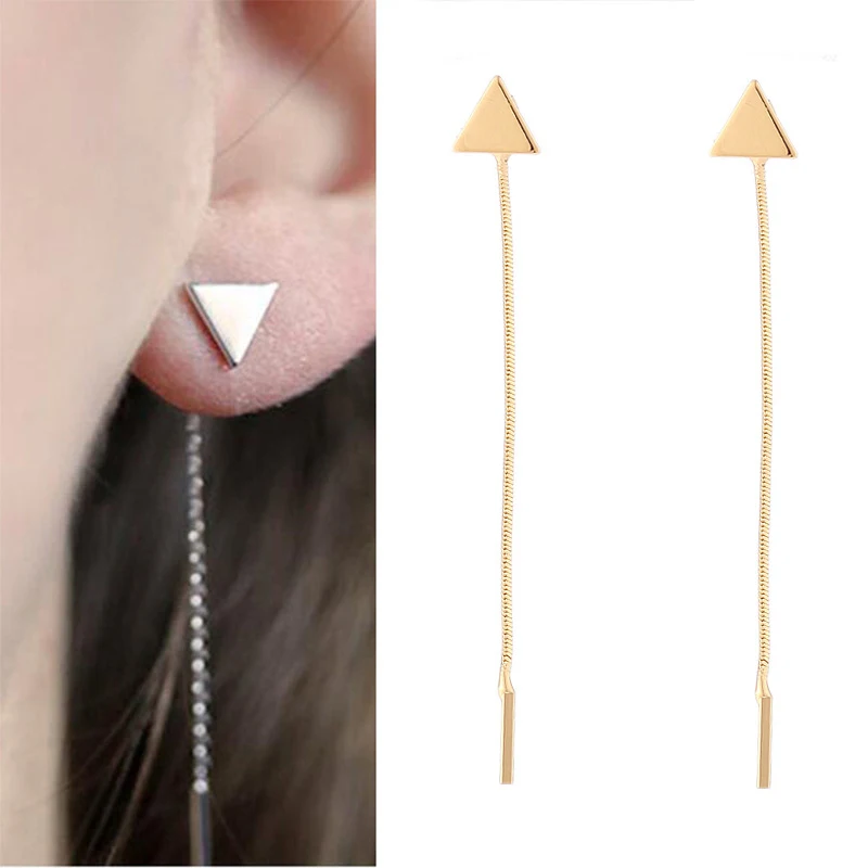 New Fashion Simple Triangle Earrings Tassel Chain Long Earrings For Women Ear Line Boucle D\'oreille Femme Valentine\'s Day Gift