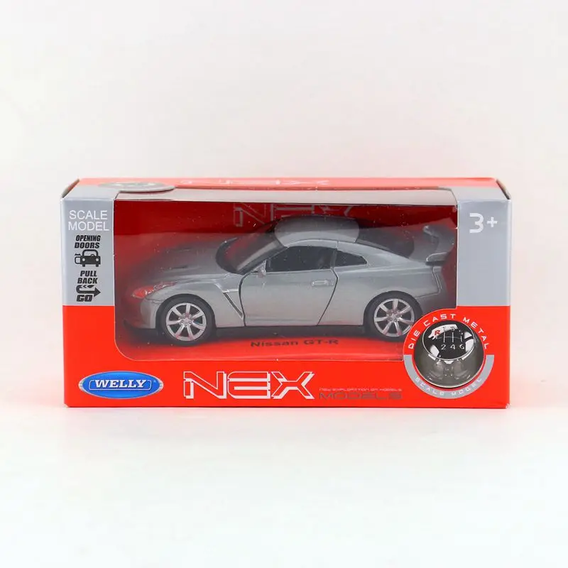 WELLY Toy Diecast Vehicle Model 1:36 Scale Nissan GT-R R35 Super Pull Back Car Educational Collection Gift For Children