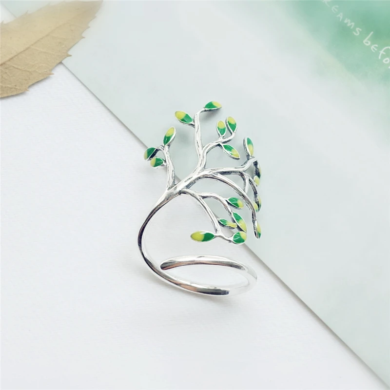 Leaves Shape Pure 925 Sterling Silver Large Finger Rings for Women Woman S925 Fine Jewelry Ladies Christmas Gift Packing YRI136