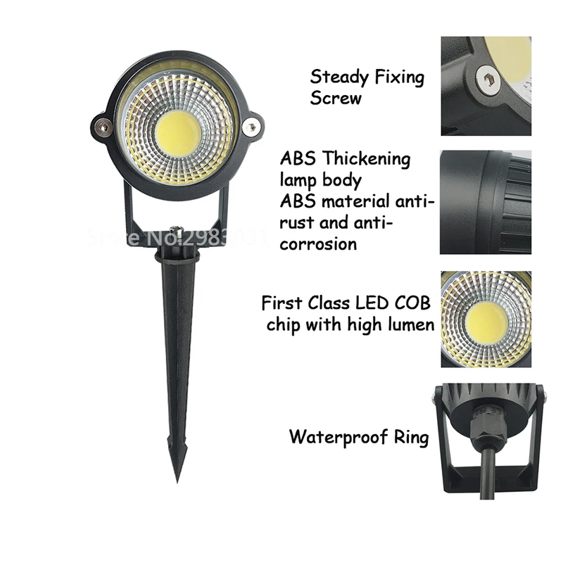 LED COB Garden Lawn Lamp 3W 5W Outdoor LED Spike Light Waterproof Lighting Led Light Garden Path Spotlights AC110V 220V DC12