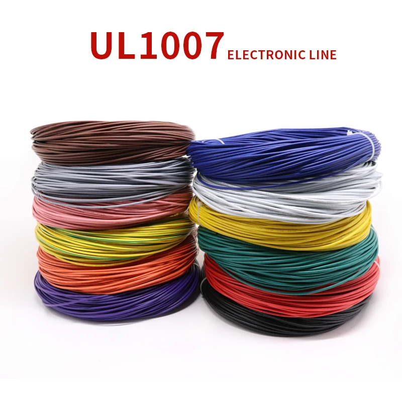 2M-5M UL1007 PVC Tinned Copper Wire Cable 16/18/20/22/24/26/28/30 AWG White/Black/Red/Yellow/Green/Blue/Gray/Purple/Brown/Orange