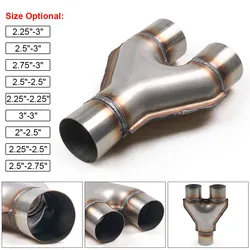 Tubo de escape universal para carro, tubo em y de aço inoxidável, adaptador de tubo de 3 vias, conector, cone tt 102125