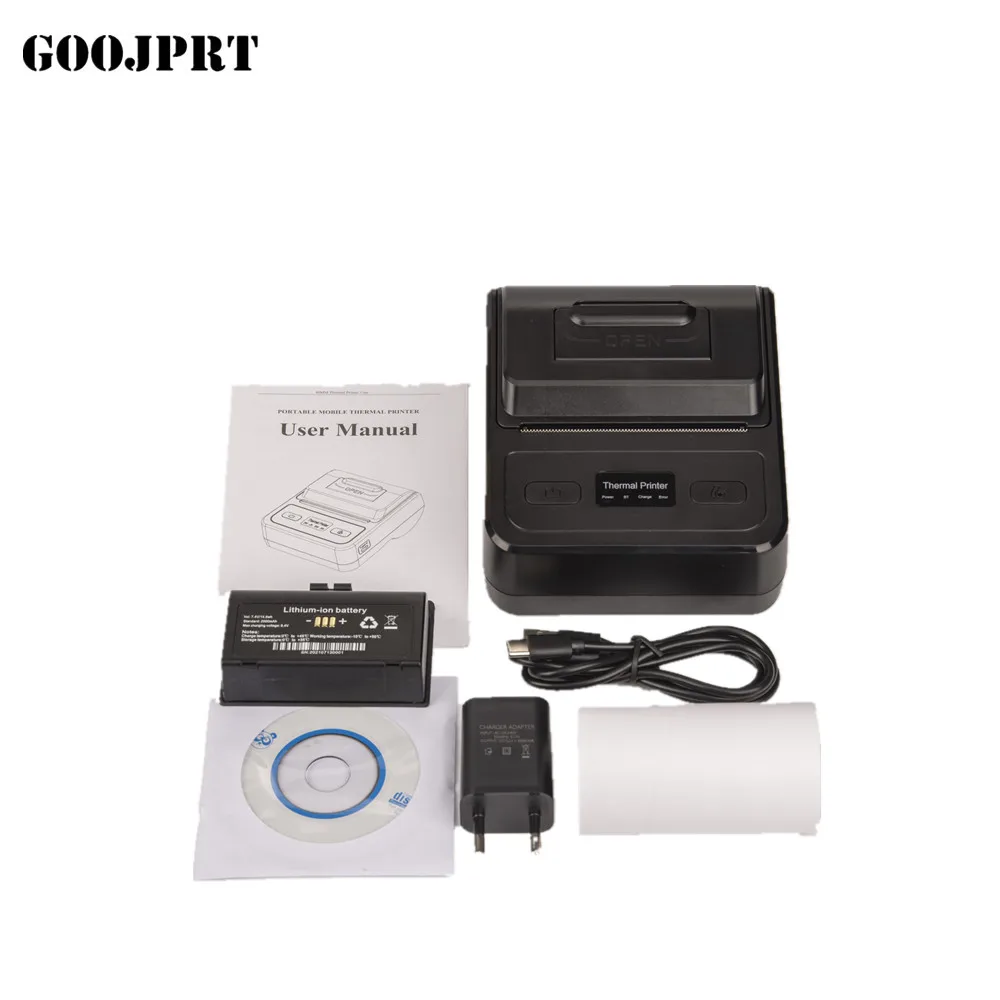 80mm Type-C Thermal Receipt Printer USB+Bluetooth Interface Portable Wireless Label Maker 2 in 1 Mini Thermal Printer