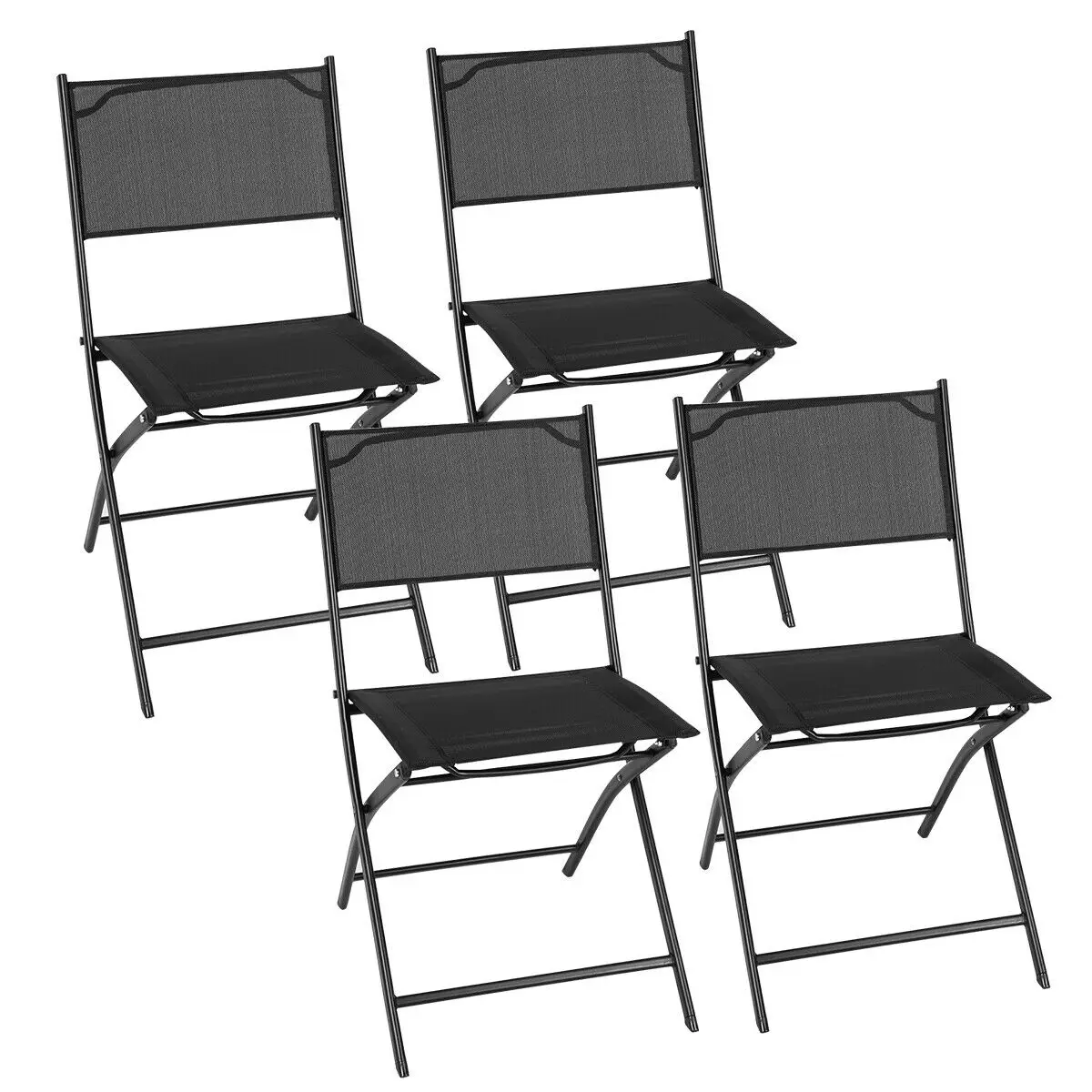 Costway Set of 4 Outdoor Patio Folding Chairs Camping Deck Garden Pool Beach Furniture