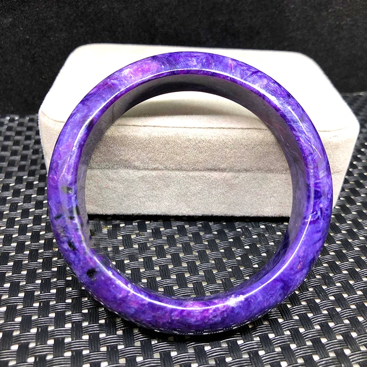 AA+ Natural Charoite Bangle Fine Jewelry  For Women Inner Diameter 58-60mm Round Natural Stone Fashion Bracelet Bangle