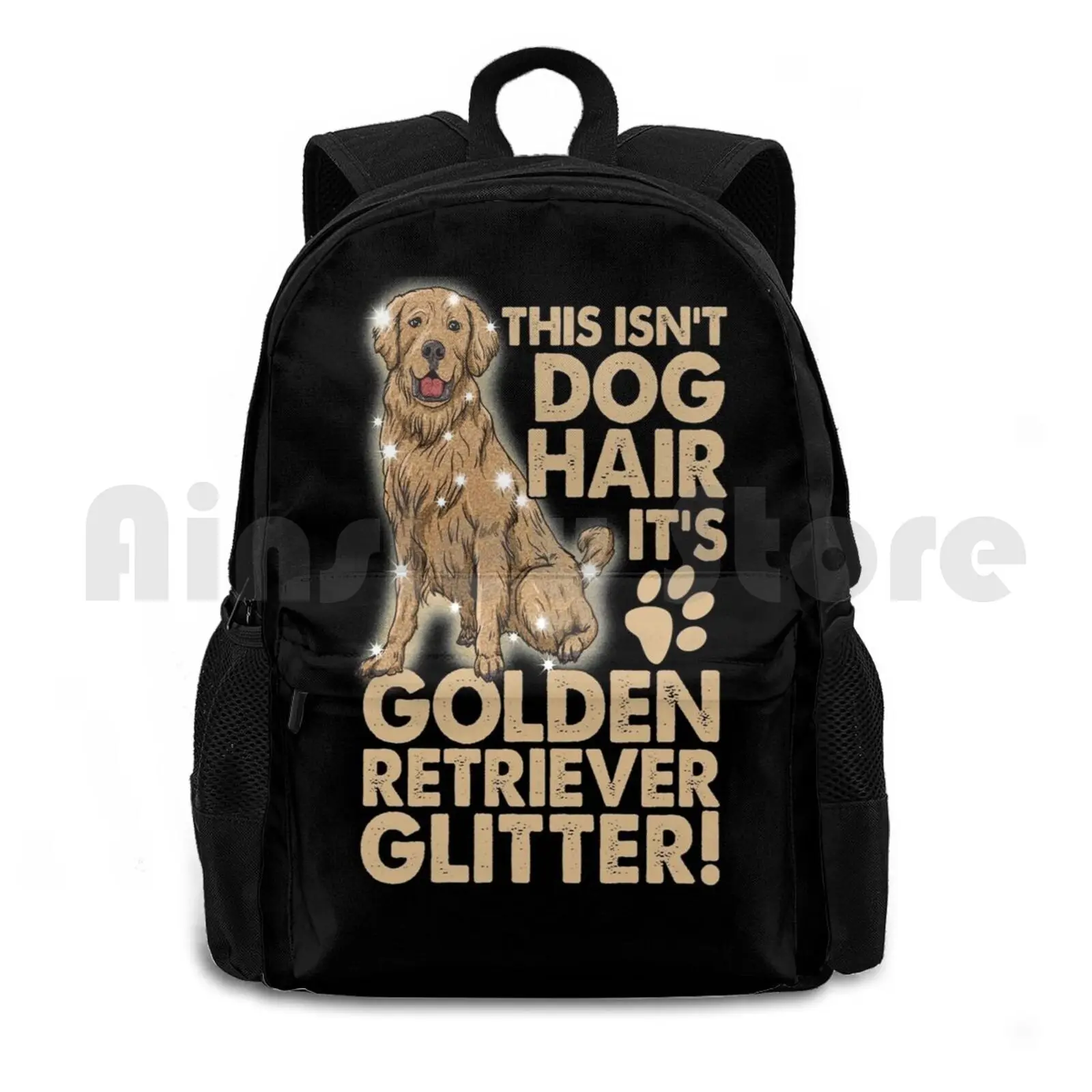 Golden Retriever Dog Glitter Outdoor Hiking Backpack Riding Climbing Sports Bag Golden Retriever Dog Golden Retriever Golden