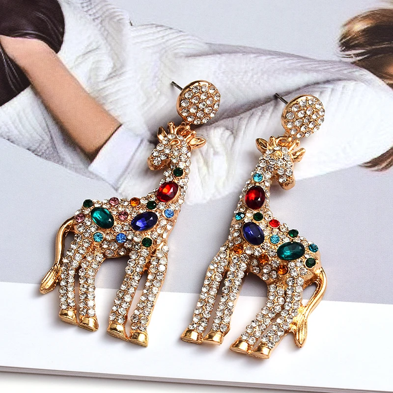 New Arrive Colorful Crystal Metal Horse Drop Earrings High Quality Hot Sell Fashion Pendant Jewelry Accessories For Women