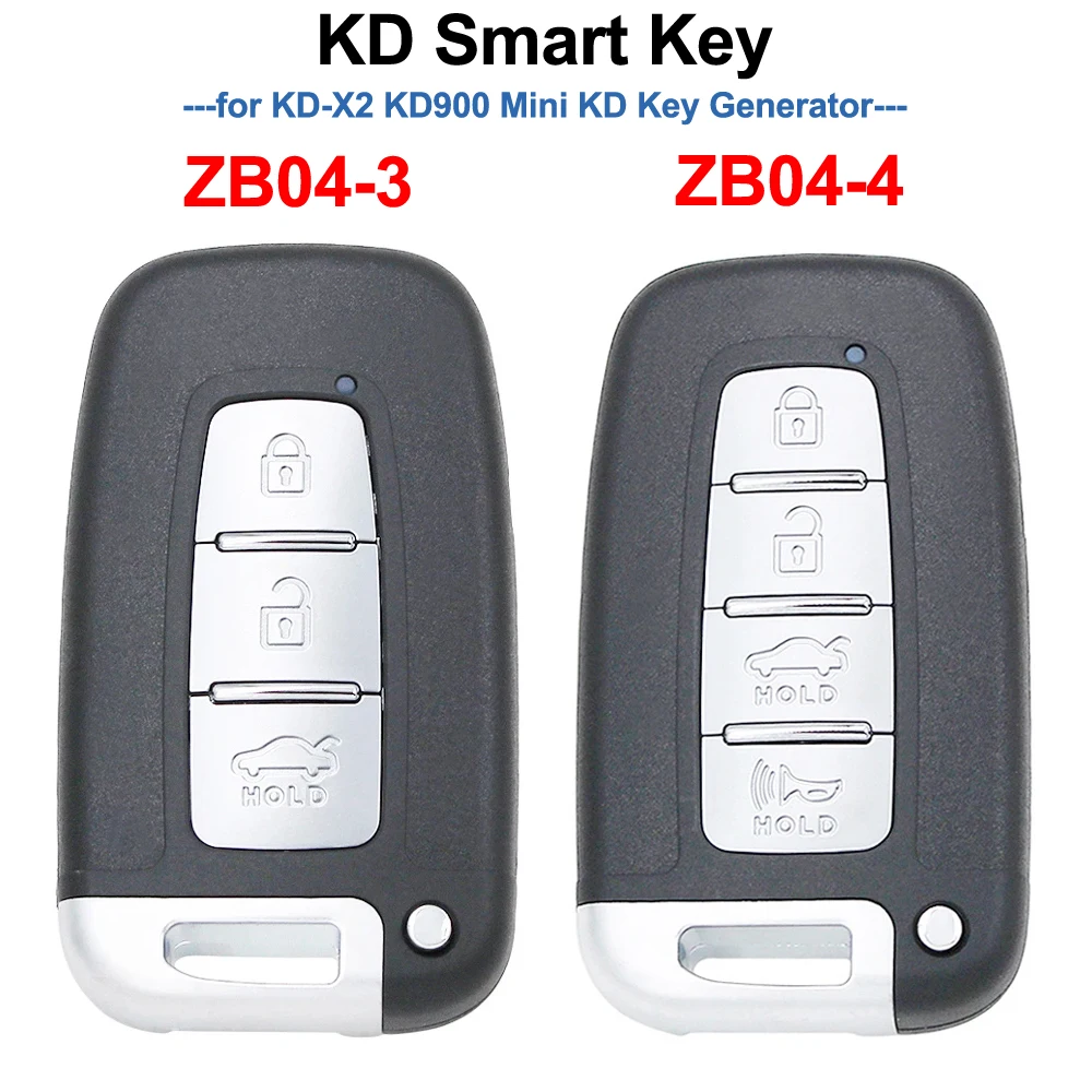 KEYDIY ZB04-3 ZB04-4 KD Smart Remote Key Universal KD Auto Car Key Fob for KD-X2 Key Generator, ZB04 Fits More than 2000 Models