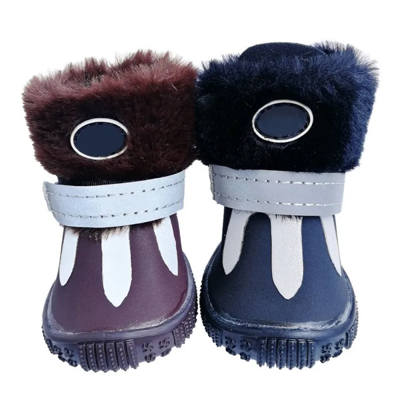 Shoes For Dogs Winter Pet Dog Shoes For Small Dogs Warm Snow Boots Waterproof Fur Non Slip Chihuahua Shoes Reflective Dog Boots